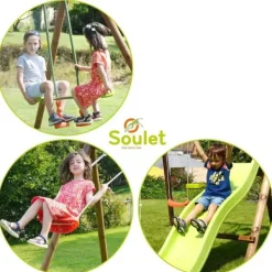 Soulet Aire De Jeux Avec Toboggan Menthe- Balancoires Et Portiques