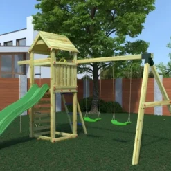 Fungoo Aire De Jeux Gaia Avec Toboggan Et Balancoires- Aires De Jeux