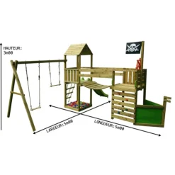 BnB Wood Aire De Jeux Viking Avec Tour Et Portique- Aires De Jeux