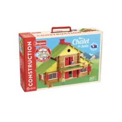 Jeujura Chalet En Bois 240 Pieces Avec 3 Personnages- Planchettes Et Construction En Bois