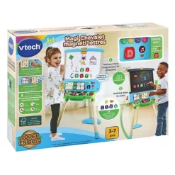 VTech Chevalet En Bois 3 En 1 - Magi Chevalet Magneti'Lettres- Tableaux, Ardoises