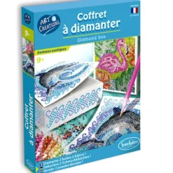 Sentosphere Coffret A Diamanter - Animaux Exotiques- Mosaïque, Sable Et Paillettes