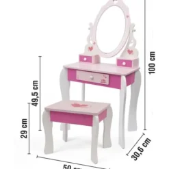 Miss Fashion Faire Comme Les Grands|Coiffeuse En Bois Avec Miroir Led