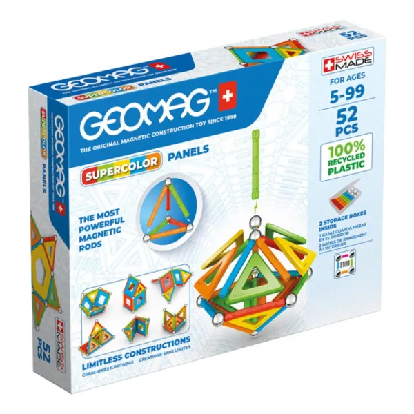 Geomag Panels Supercolor - Ecofriendly 52 Pieces- Constructions Magnétiques, Billes
