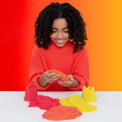 Spin Master Kinetic Sand - Coffret Arc-En-Ciel - Sable Magique A Modeler- Mosaïque, Sable Et Paillettes