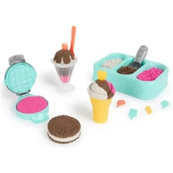 Spin Master Kinetic Sand - Coffret Delices Glaces - Sable Magique A Modeler- Mosaïque, Sable Et Paillettes
