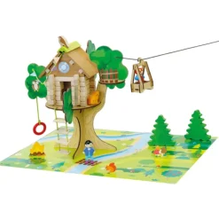 Jeujura La Cabane Perchee Et Sa Tyrolienne En Bois 70 Pieces- Planchettes Et Construction En Bois