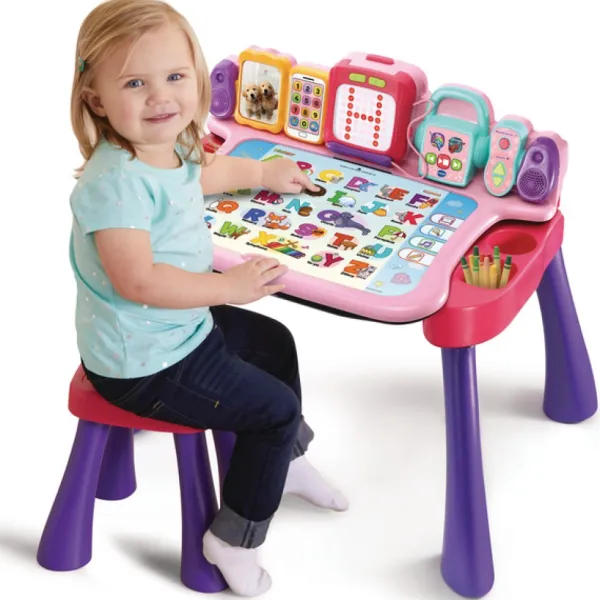 VTech Magi Bureau Interactif 4 En 1 Rose- Tableaux, Ardoises