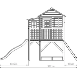 Exit Toys Maison En Bois Loft 550 Avec Bac A Sable Et Toboggan- Aires De Jeux