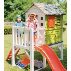 Smoby Maison Pilotis Aire De Jeux Et Toboggan- Cabanes Et Maisonnettes