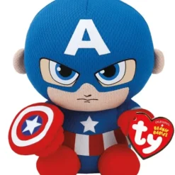 TY Peluches Super-héros Et Personnages|Peluche Beanie Babies Marvel - Captain America 15 Cm