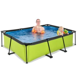 Exit Toys Piscine Rectangulaire Lime 220 X 150 X 65 Avec Pompe Filtrante- Bouées Jeux Gonflables Et Piscines
