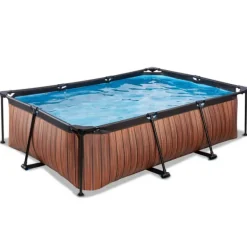Exit Toys Piscine Rectangulaire Wood 220 X 150 X 65 Avec Pompe Filtrante- Bouées Jeux Gonflables Et Piscines