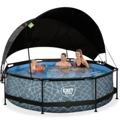 Exit Toys Piscine Stone 300 X 76 Avec Pompe Filtrante Et Voile D'Ombrage- Bouées Jeux Gonflables Et Piscines