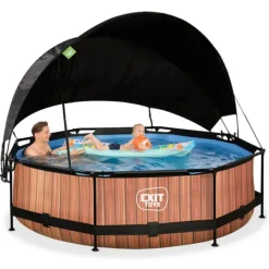 Exit Toys Piscine Wood 300 X 76 Avec Pompe Filtrante Et Voile D'Ombrage- Bouées Jeux Gonflables Et Piscines