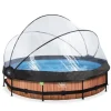 Exit Toys Piscine Wood 360 X 76 Avec Pompe Filtrante Et Dome- Bouées Jeux Gonflables Et Piscines