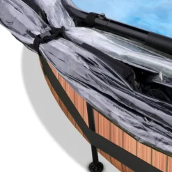 Exit Toys Piscine Wood 360 X 76 Avec Pompe Filtrante Et Dome- Bouées Jeux Gonflables Et Piscines