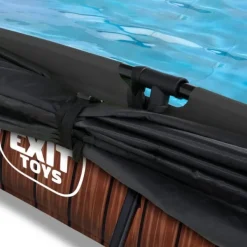 Exit Toys Piscine Wood 220 X 150 X 65 Avec Pompe Filtrante Et Voile D'Ombrage- Bouées Jeux Gonflables Et Piscines
