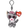 TY Peluches Porte-clés|Porte-clés Chat Gris En Peluche