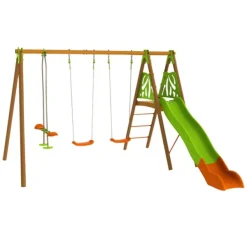 Trigano Portique Bois Et Metal Akeo 3 Agres- Balancoires Et Portiques