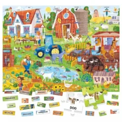 Headu Puzzle Bébé / Enfant|Puzzle Anglais Facile 100 Mots La Ferme