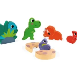 Janod Puzzles Bois|Puzzle En Bois Cache-Cache Dinosaures 6 Pieces