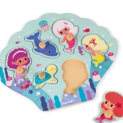 Janod Puzzles Bois|Puzzle En Bois Happy Mermaids 6 Pieces