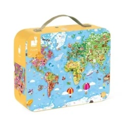 Janod Puzzles Enfants De 250 À 1000 Pièces|Puzzle Valise - Carte Du Monde - 300 Pieces