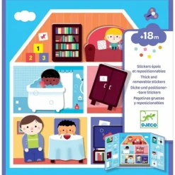 Djeco Stickers Repositionnables Maison- Découpage, Collage, Pliage