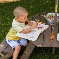 KidKraft Table En Bois Avec Tabourets Et Parasol- Tables Et Chaises De Jardin