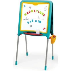 Smoby Tableau Tubes - Ardoise Double Face - Magnetique / Craie - + 80 Accessoires Inclus - Vert- Tableaux, Ardoises