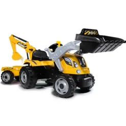 Smoby Tracteur A Pedales Builder Max Avec Remorque- Tracteurs À Pédales