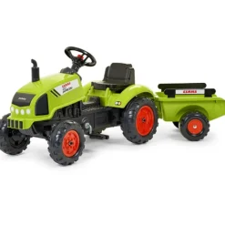 Falk Tracteur A Pedales Claas Avec Remorque- Tracteurs À Pédales