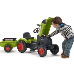 Falk Tracteur A Pedales Claas Avec Remorque- Tracteurs À Pédales