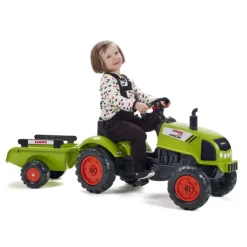 Falk Tracteur A Pedales Claas Avec Remorque- Tracteurs À Pédales