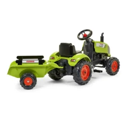 Falk Tracteur A Pedales Claas Avec Remorque- Tracteurs À Pédales
