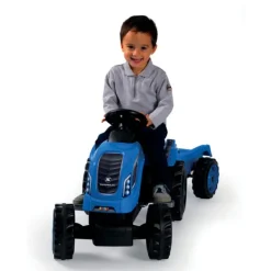 Smoby Tracteur Farmer Xl Bleu + Remorque- Tracteurs À Pédales