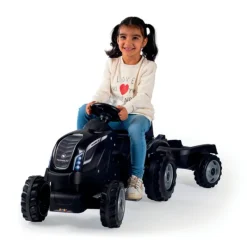 Smoby Tracteur Farmer Xl Noir + Remorque- Tracteurs À Pédales