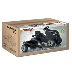 Smoby Tracteur Farmer Xl Noir + Remorque- Tracteurs À Pédales